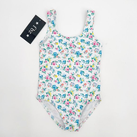 Flowers By Zoe Girls Size 4 White Floral One Piece Swimsuit - Picture 1 of 6